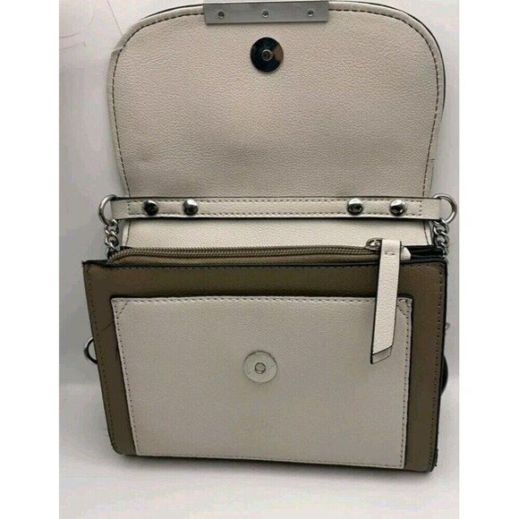 Nine West Mittens Crossbody Bag Wallet Purse Brown Beige Chain Strap Minimalist - Picture 4 of 11